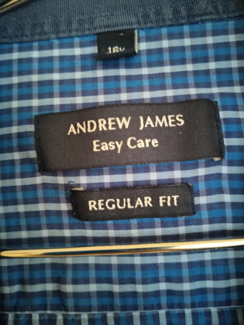 Andrew James Herren Hemd Kariert Blau Gr. L Regular Fit Easy Care 4