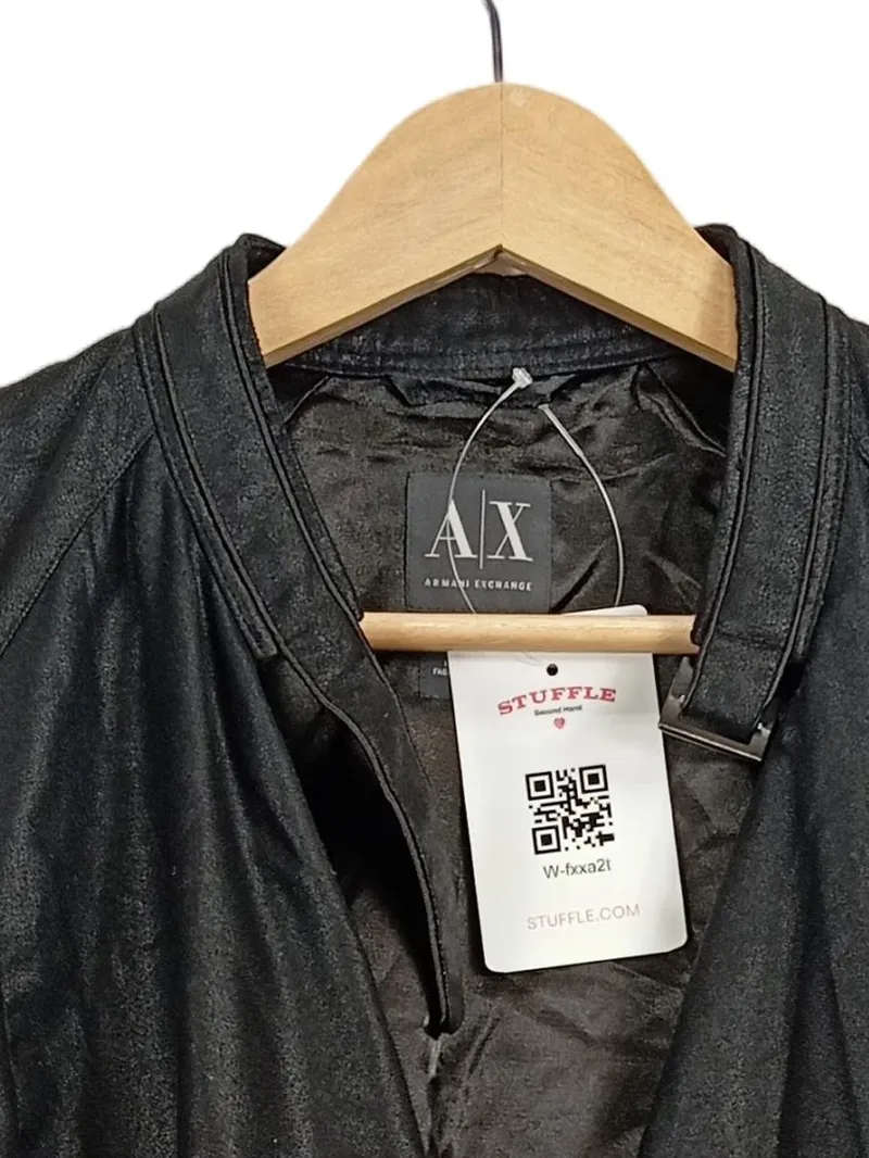 ARMANI EXCHANGE Damen Lederjacke Schwarz Gr. S Kunstleder Biker 4