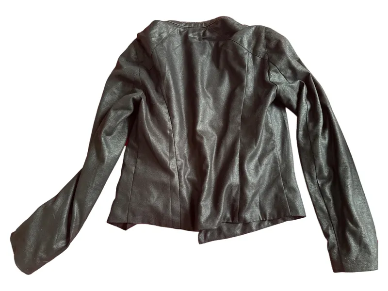ARMANI EXCHANGE Damen Lederjacke Schwarz Gr. S Kunstleder Biker 6