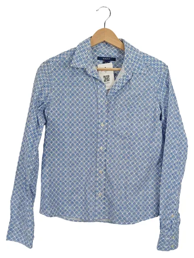 GANT Damen Freizeithemd Langarm Gr. 36/S Blau Grafisch Baumwolle
