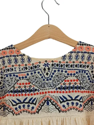 mng Damen Bluse Gr. 36;S Beige Stickerei Ethno Bohemian