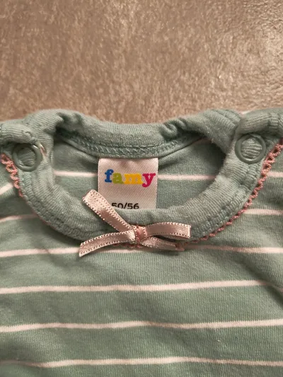 FAMY Baby Body Langarm gestreift Gr. 50/56 Türkis Weiß Mädchen