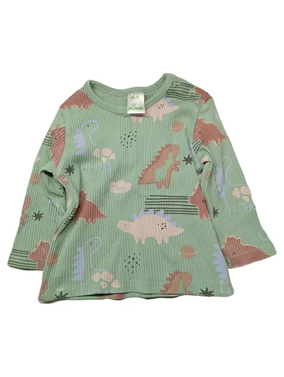 ALANA Langarmshirt Drache Kinder Baumwolle Rippstrick Grün Gr. 74