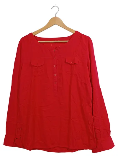 ANNE L. Damen Bluse Langarm Rot Gr. 40 Viskose Casual Knopfleiste