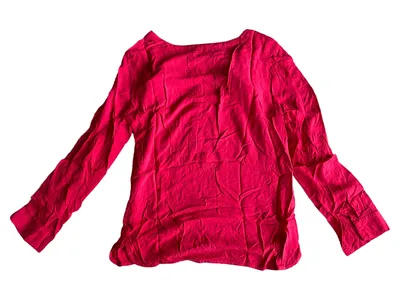 ANNE L. Damen Bluse Langarm Rot Gr. 40 Viskose Casual Knopfleiste