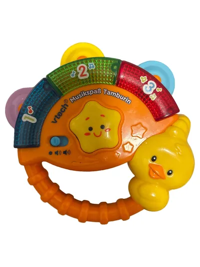 VTech Musikspaß Tamburin Ente Kinderinstrument Baby Spielzeug Mehrfarbig