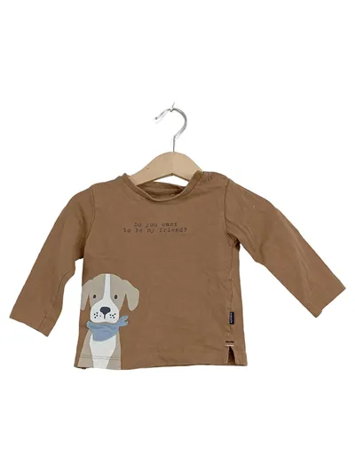 STACCATO Baby Langarmshirt Hund Applikation Gr. 68 Braun Baumwolle