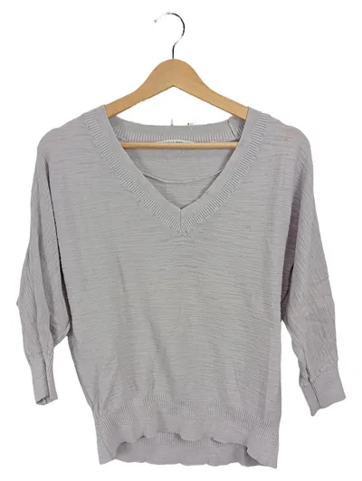 YAYA Damen Pullover Grau L Casual 3/4-Arm V-Ausschnitt
