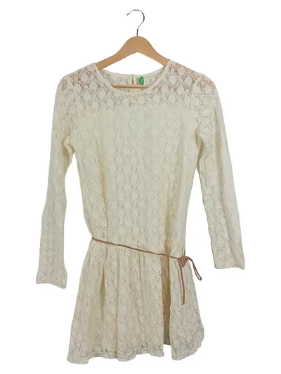 United Colors of Benetton Spitzenkleid Kinder Gr. 158 Beige Langarm Feminin