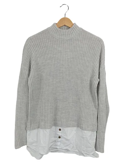 Noisy May Damen Pullover Rippstrick Langarm Grau Gr. S/36