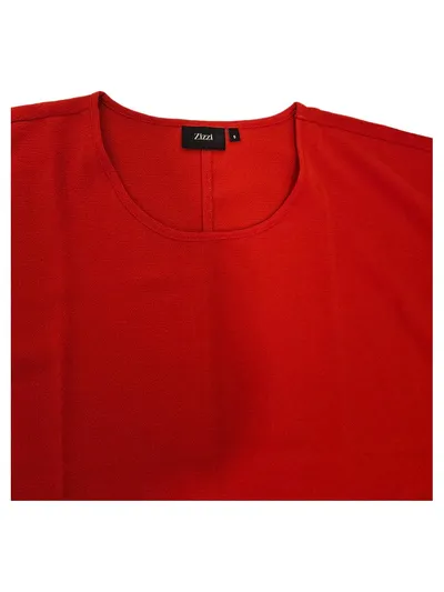 Zizzi Damen T-Shirt Rot Gr. 36/S Kurzarm Casual Oversize Bluse
