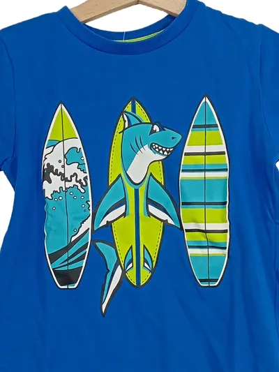 George Kinder T-Shirt Hai Surfbrett Motiv Blau Gr. 104 / 4T Jungen