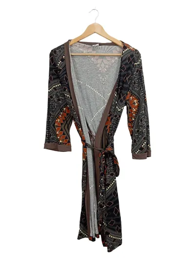 LASCANA Damen Morgenmantel Gr. 36/S Mehrfarbig Bohemian Viskose
