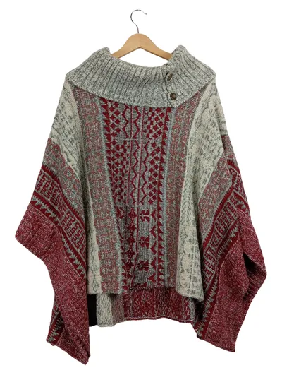 Blind Date Damen Poncho Strick Mehrfarbig Gr. 38-40 Casual