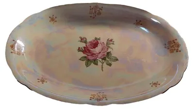 Kahla Servierplatte Porzellan Vintage Rose Florales Muster Beige 32cm