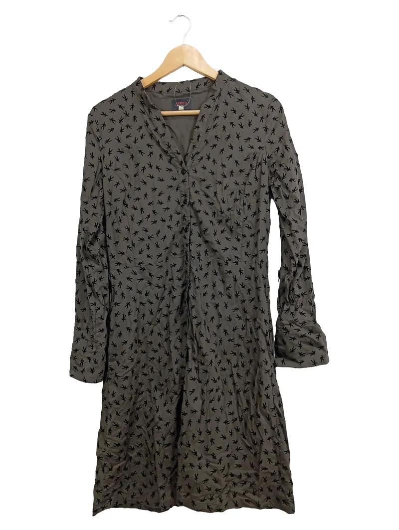 Avoca Damen Blusenkleid Gr. 38 Oliv mit Tiermuster Casual 1