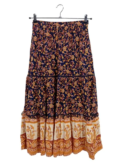 Calista Damen Maxirock Faltenrock Gr. M Blumenmuster Mehrfarbig