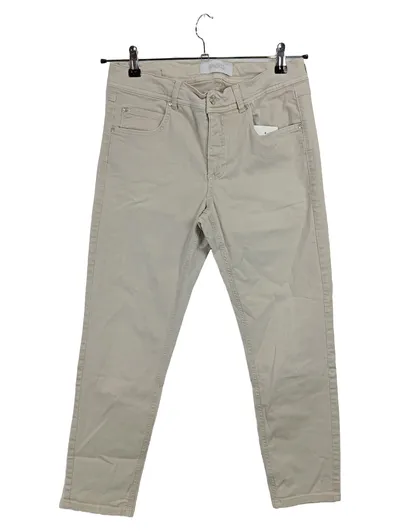 ANGELS Damen Stoffhose Gr. 40 Beige Baumwolle Stretch Casual