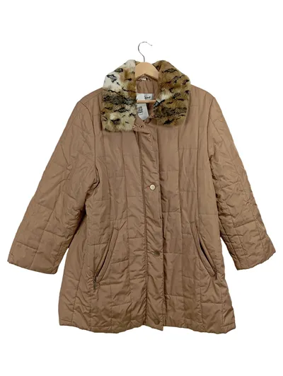 Avitano Damen Steppjacke L Beige Freizeit Uni Fellbesatz Gr. 40