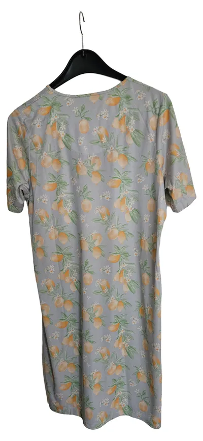 Little Rose Nachthemd Damen Gr. 36/S Blau Zitronen Orangen Muster Kurzarm