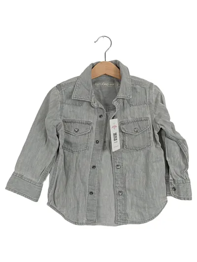 BABYGAP Kinder Freizeithemd Gr. 95/98 Grau Langarm Casual