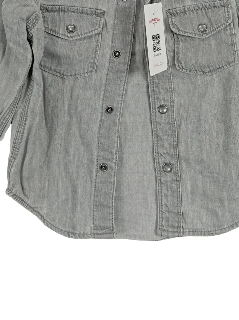 BABYGAP Kinder Freizeithemd Gr. 95/98 Grau Langarm Casual 2
