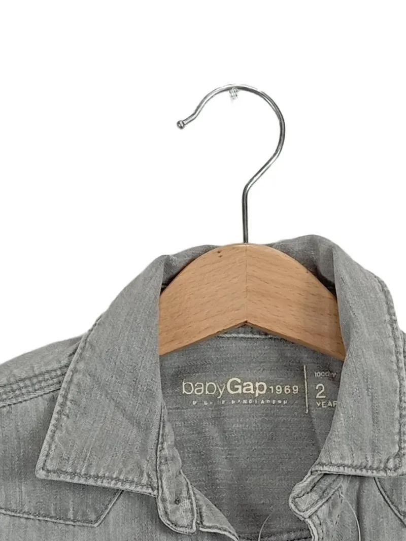 BABYGAP Kinder Freizeithemd Gr. 95/98 Grau Langarm Casual 6