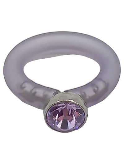 Damen Ring Lila Kunststoff mit Strass Stein Modern Modeschmuck