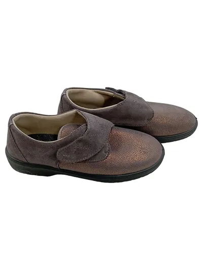 Varomed Damen Hausschuhe Gr. 39 Braun Klettverschluss Komfort