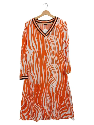 bruno banani Damen Freizeitkleid Zebra Muster Orange Weiß Gr. 40
