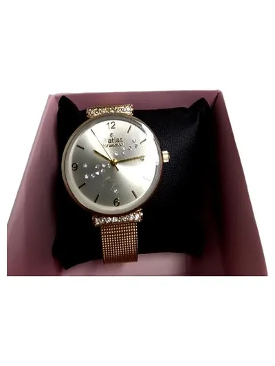 Atlas Damenuhr Elegant Gold Edelstahl Strass Armbanduhr 22cm