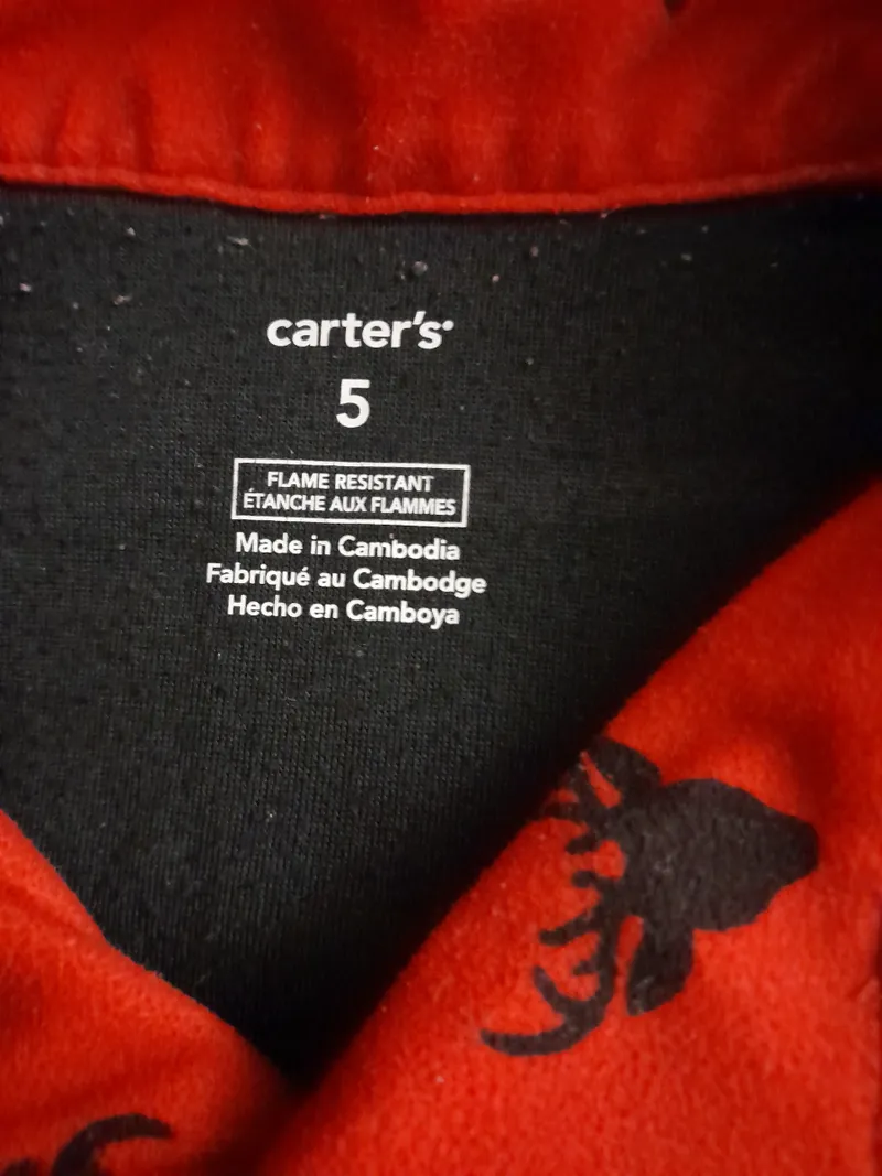 Carter's Kinder Schlafanzug Pyjama Rot Hirsch Weihnachten Gr. 110 5 Jahre 6