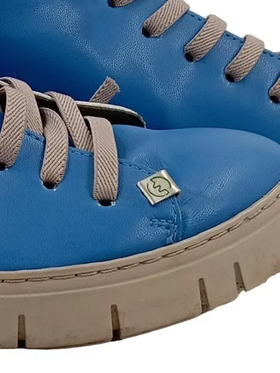 Slowwalk Damen Sneaker High Leder Blau Beige Gr. 40 Casual