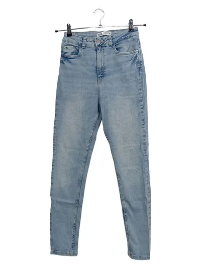 ZARA Damen Tapered Fit Jeans Gr. 38 Blau Casual