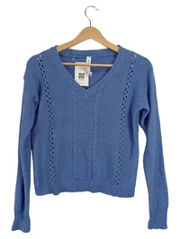 AÉROPOSTALE Damen Pullover Zopfstrick Baumwolle Blau Gr. 34/XS 1