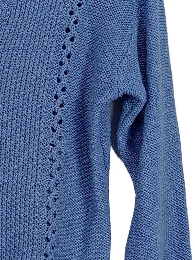 AÉROPOSTALE Damen Pullover Zopfstrick Baumwolle Blau Gr. 34/XS 3