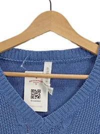 AÉROPOSTALE Damen Pullover Zopfstrick Baumwolle Blau Gr. 34/XS 4