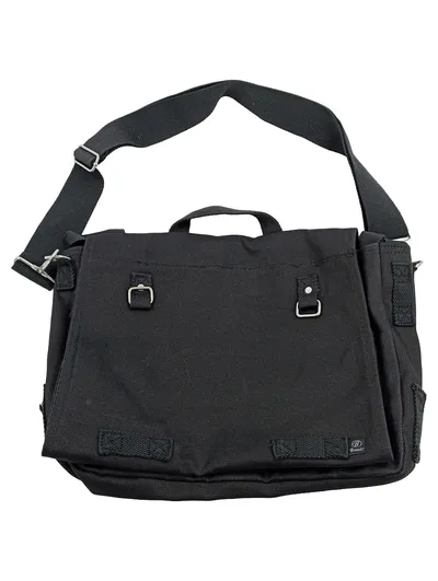 Brandit Umhängetasche Schwarz Canvas Messenger Bag Schultertasche Herren