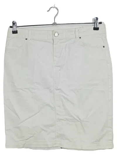 ZARA Basic Damen Jeansrock Beige Gr. M/38 Baumwolle Midirock