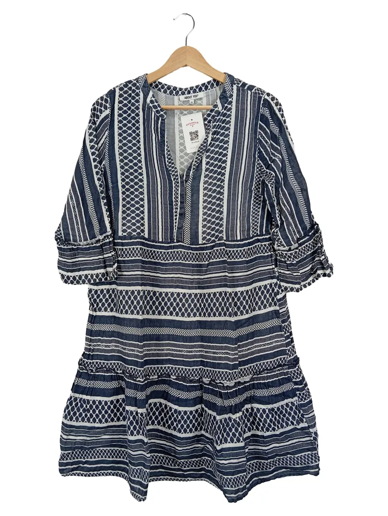 About You Damen Freizeitkleid Gr. 40/L Blau gemustert Casual 1