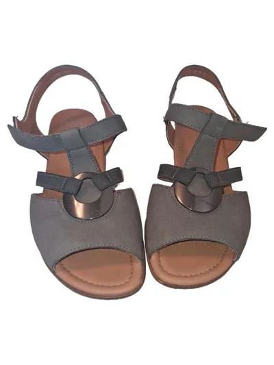ara Damen Sandalen Gr. 7 Grau Leder Slingback Absatz Komfort