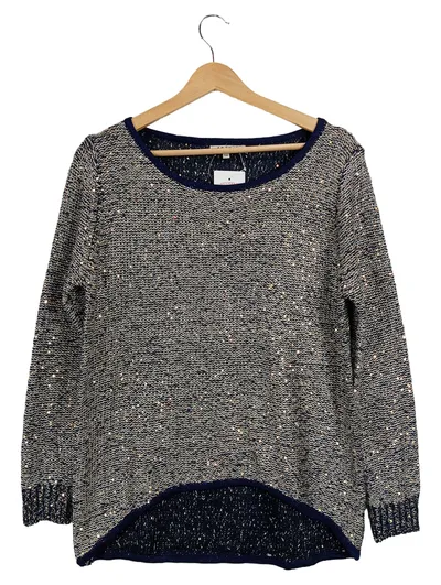 Azara Damen Pullover Mehrfarbig Pailletten UNI Casual Strick