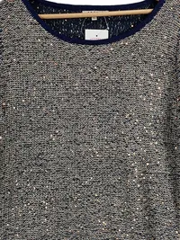 Azara Damen Pullover Mehrfarbig Pailletten UNI Casual Strick 2