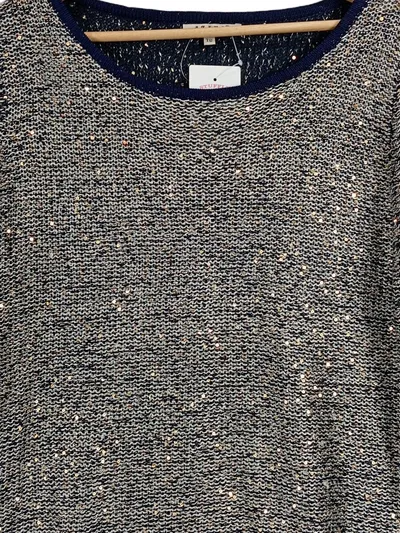 Azara Damen Pullover Mehrfarbig Pailletten UNI Casual Strick