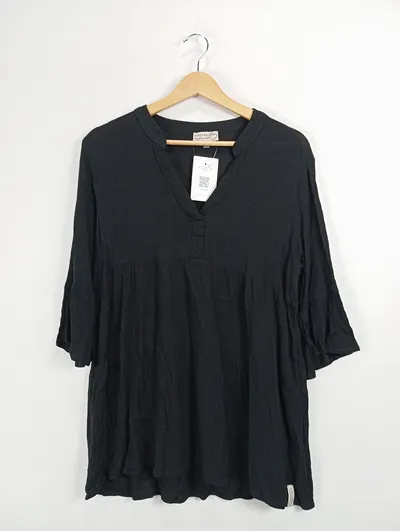 EIGHT2NINE Bluse Damen Viskose 3/4 Arm Freizeit Schwarz Gr. 40 L