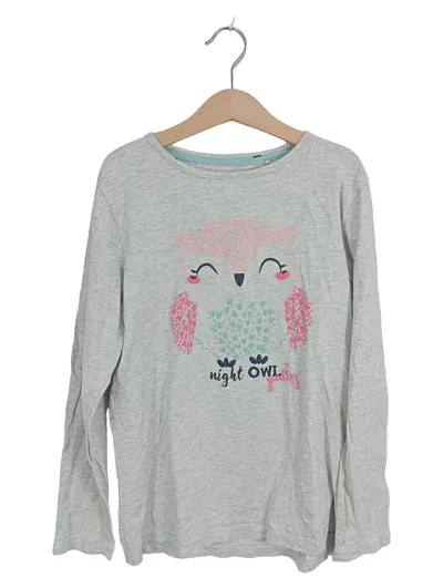 YIGGA Mädchen Langarmshirt Eule Motiv Gr. 146/152 Grau Night Owl