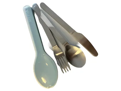 Mepal Besteck Set 4tlg Reise Gabel Löffel Messer Türkis Kunststoff Metall