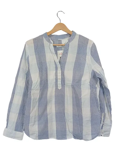 Collection L Damen Bluse Blau Weiß Gestreift Gr. 42/XL Baumwolle Casual