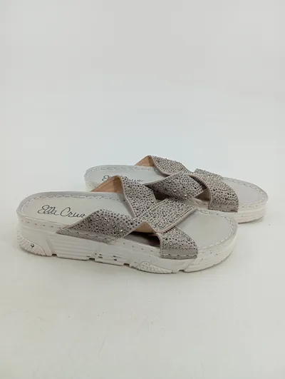 Ella Cruz Damen Plateausandalen Gr. 39 Silber Modisch mit Strass