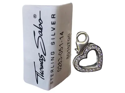 Thomas Sabo Herz Anhänger Damen Sterling Silber Strass Romantisch Silber 1.5cm